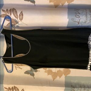 Black and white tank dress. Embroidered bottom